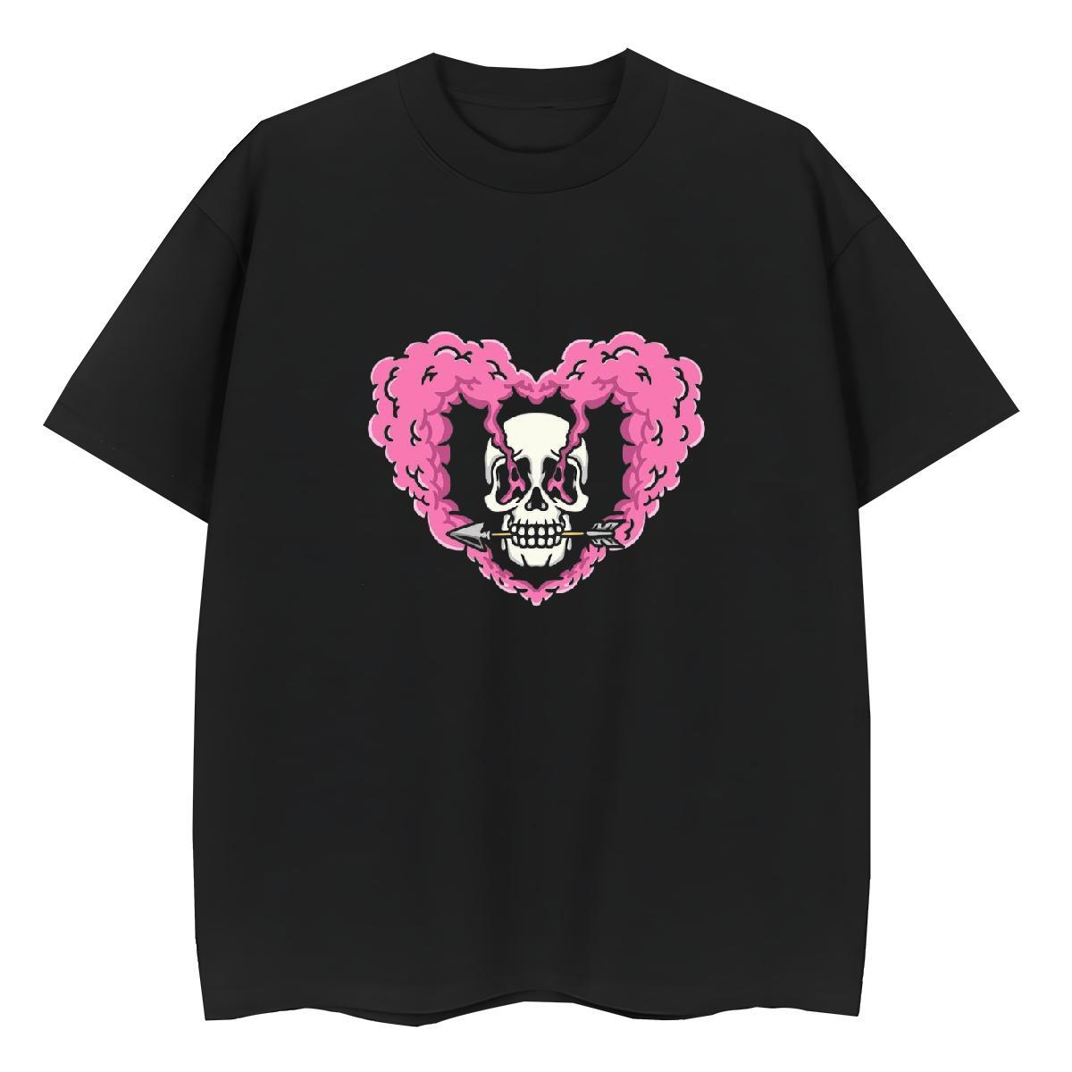 2024 DIY T shirt 230g Cotton Breathable Crew Neck Spring Summer skull Lady T shirt Popular Cartoon Anime Tees Shirts