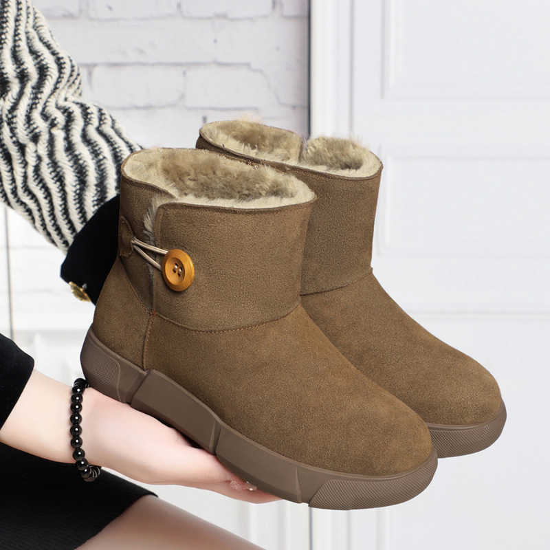 CMM Winter Velvet Thickened Fur Integrated Snow Boots for Women Northeast China Degrees Celsius Large Cotton Shoes Leather Wool Large Size Womens Shoe