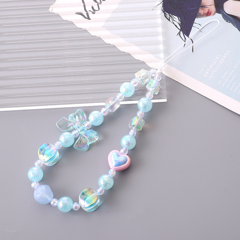 Yilian's new color plated bow mobile chain fashionable, small, fresh. The phone case has a hanging rope that prevents loss falls, and the wrist s