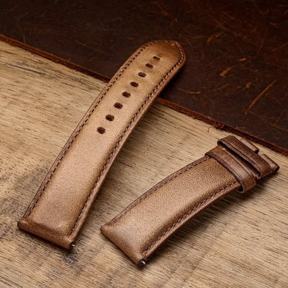Hemsut Cowhide Leather Watch Bands Quick Release Handmade HORWEEN 100%Genuine Leather Wrist Straps 18mm 19mm 20mm 21mm 22mm 240906