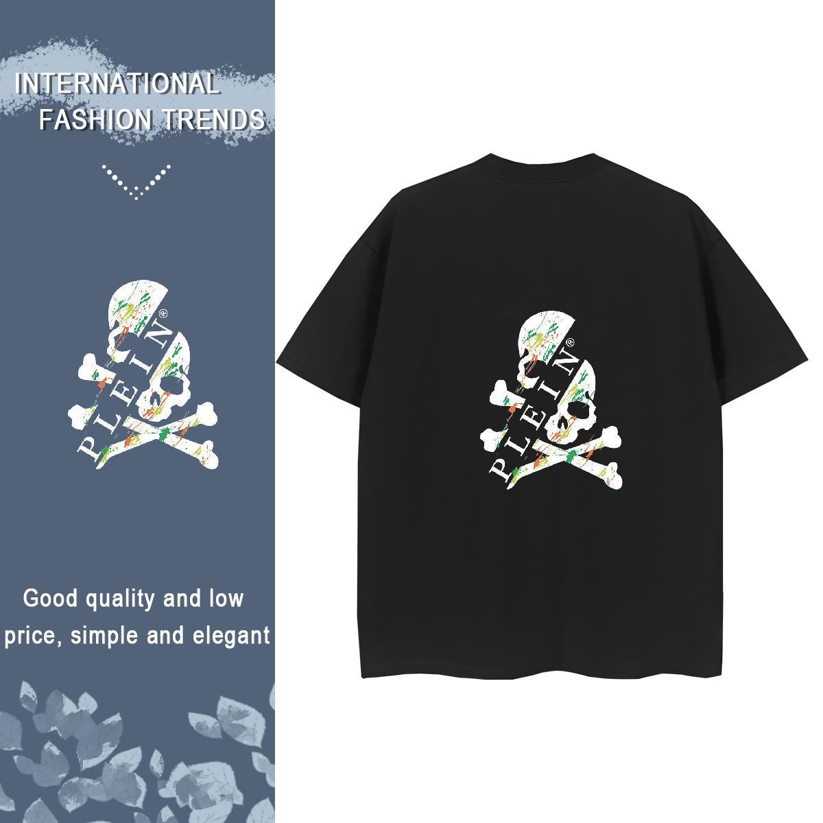 TOP Quality Woman T Shirts 230g 100% Cotton Breathable Crew Neck Sports Casual skull Tshirt for Man Woman High quality DIY Printed Top Tees