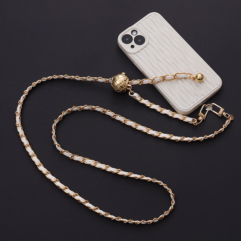 Yi Lian's new metal adjustable leather piercing DIY phone case accessories, hand woven diagonal cross chain