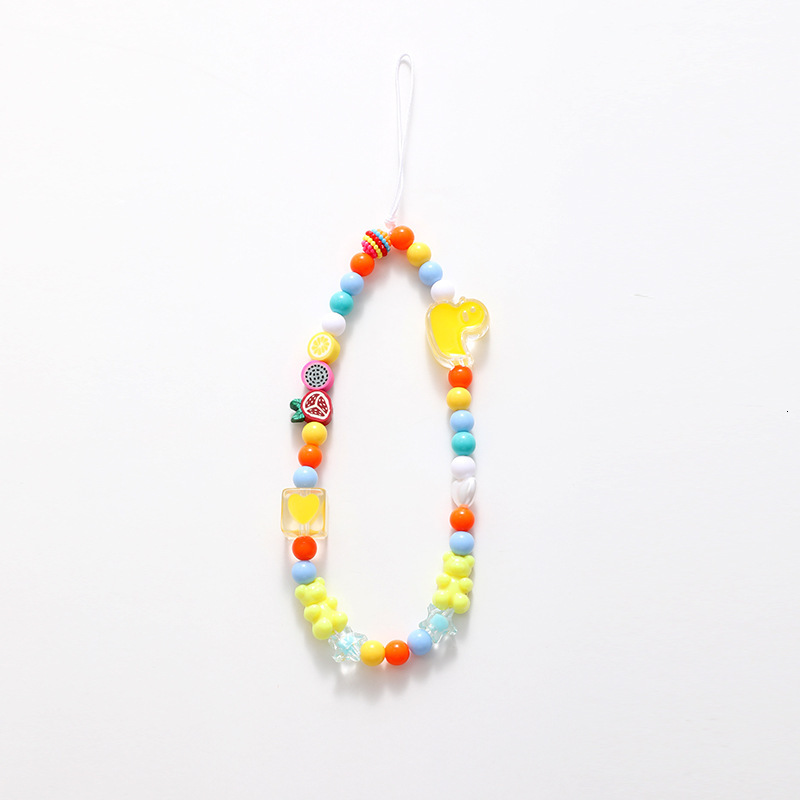 Beaded bow mobile chain, case ornament, anti fall wrist strap, short phone hanging rope for women