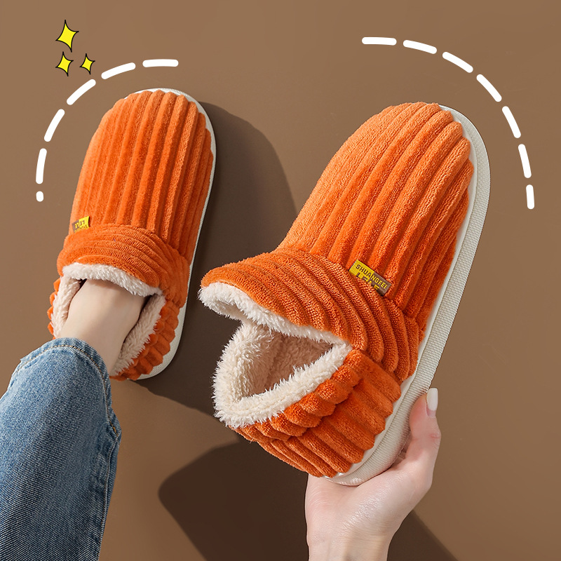 ddmymarket 2024 New Autumn/Winter Slippers for Women Couple Bag with Warm Non slip Indoor Home Fury and Veet Cotton Shoes