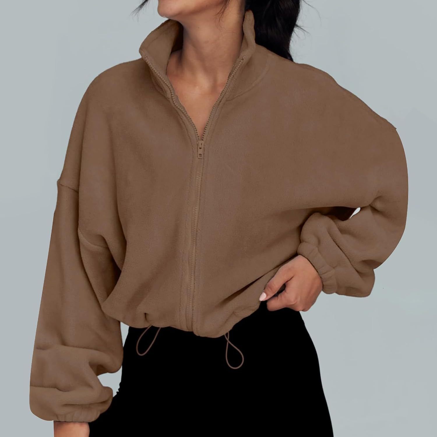 women's autumn and winter new casual top zipper long sleeved sweatshirt