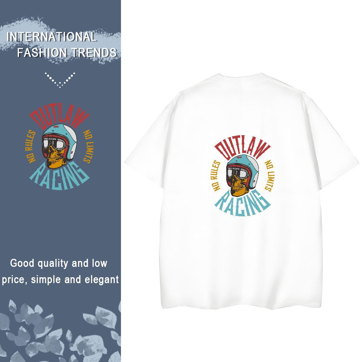 Stylist T-Shirts 230g Pure Cotton Short Sleeve O-Neck Street skull Tshirt for Man Woman Unisex DIY Logo Tops