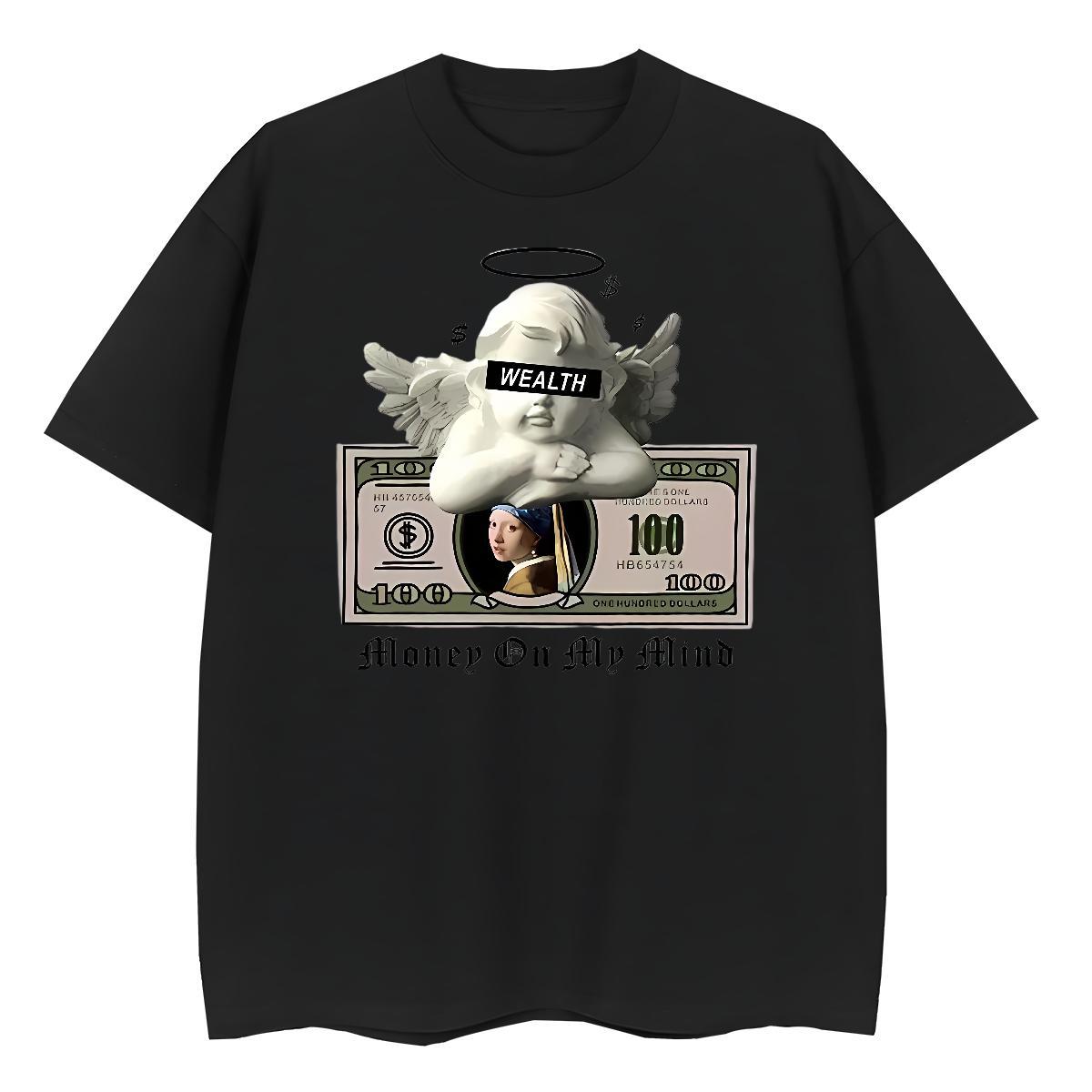 2024 Casual Women T Shirts 230g 100% Cotton Crew Neck Outdoor dollars Unisex Tshirts Soft Oversized Top Tees