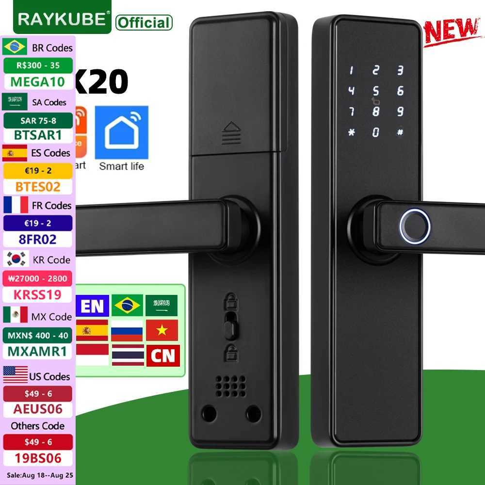 New Raykube K20 9-language biometric fingerprint door lock with Tuya application/IC card/password/key unlocking electronic door lock CL240920