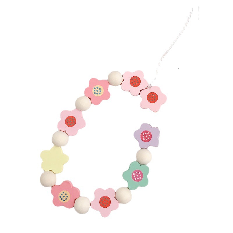 Yilian New Chain DIY Jewelry Accessories Wooden Small Flower Bead Phone Case Pendant