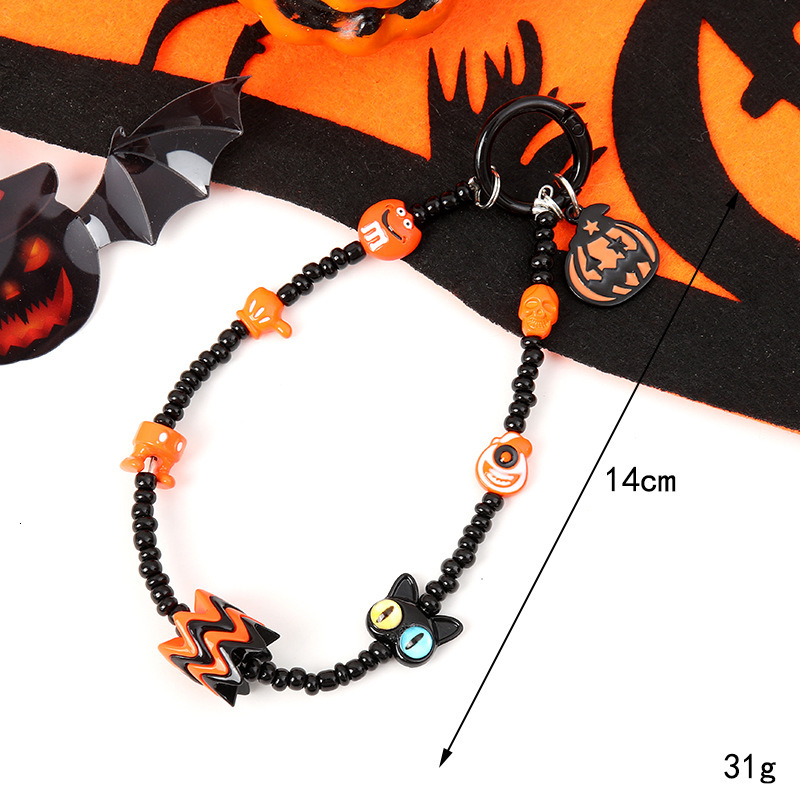 Wrist style bead pendant Halloween keychain accessories mobile phone lanyard