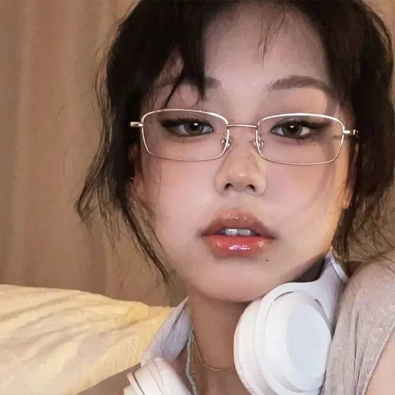 Metal framed glasses for women Y2K retro reading computer glasses anti blue light blocking glasses transparent Harajuku glasses W240906