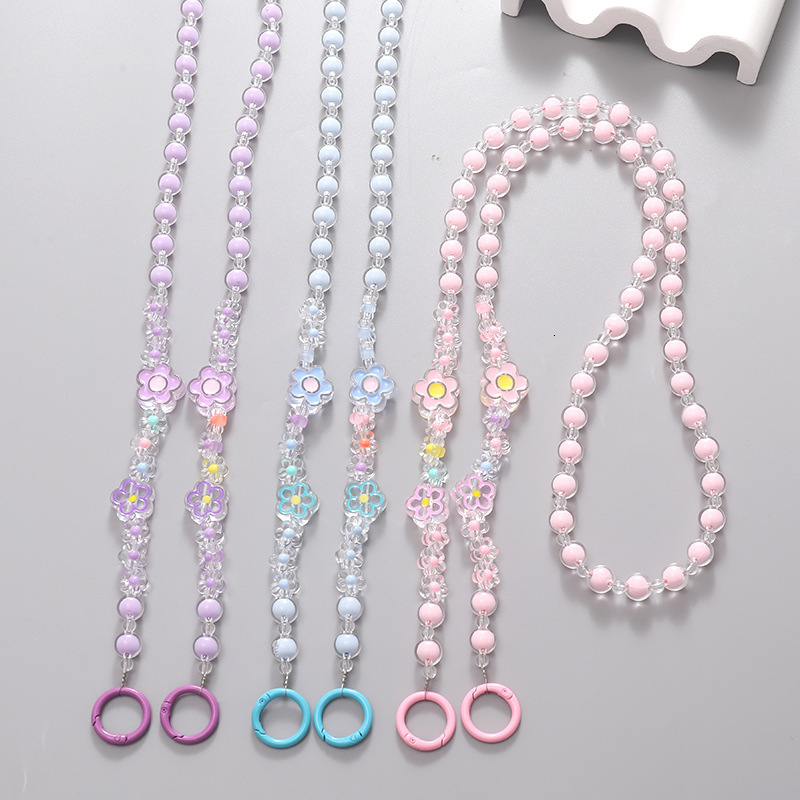 Yilian new in pearl diagonal cross phone case rope drip oil flower accessories bag water cup hanging pendant