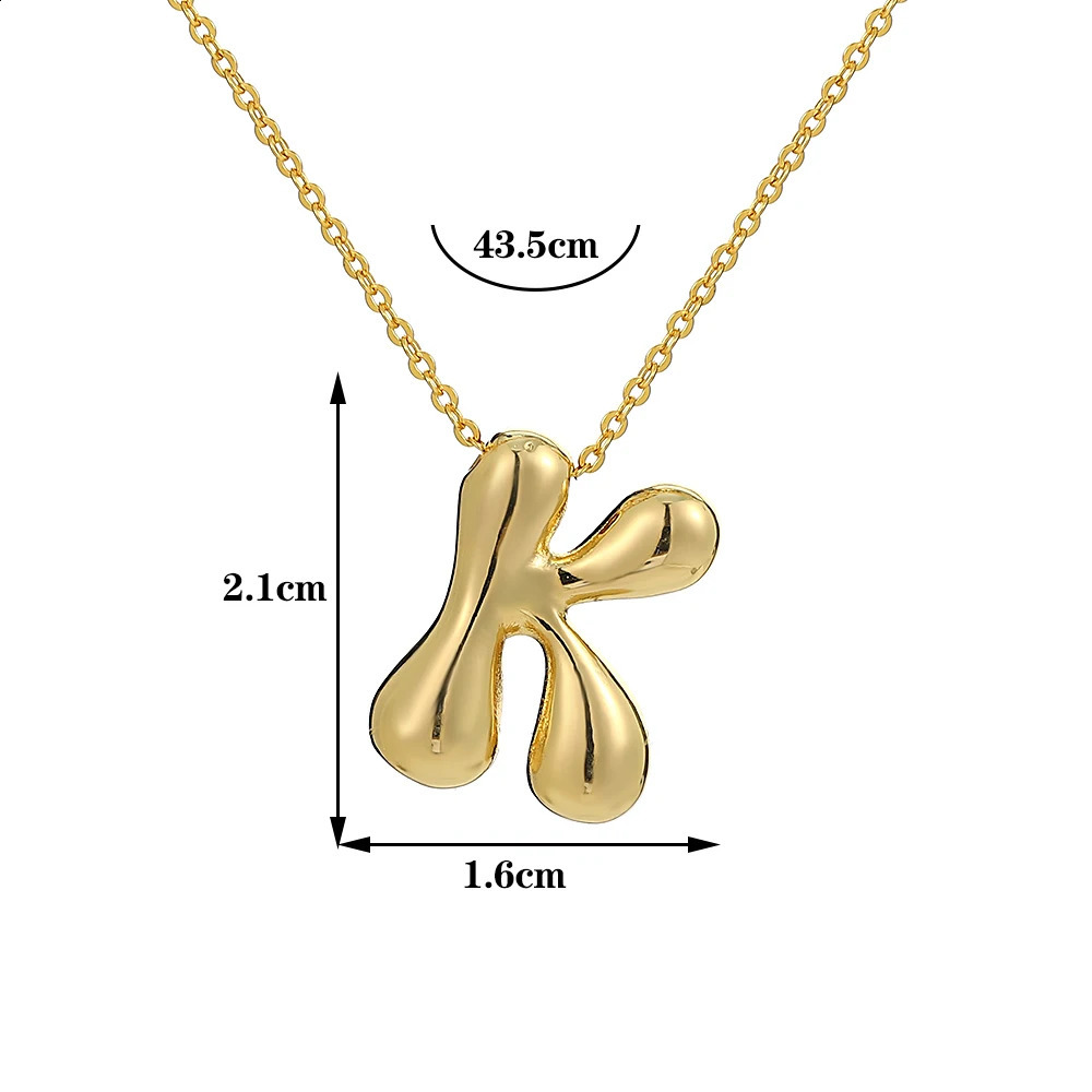 Chubby Balloon Bubble Initial Letter Pendant Necklace for Women, Personalized Gold Jewelry 4