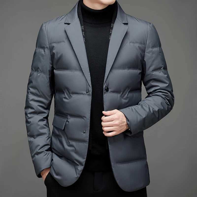 Winter new 90 white duck down mens high-end scarf collar casual suit jacket W2409452606 1 W250722