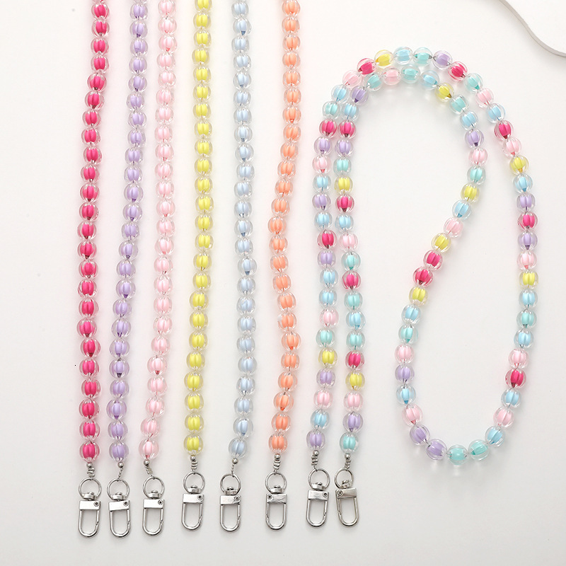 Yilian new in pearl pumpkin crossbody mobile lanyard gift bead phone anti drop chain 120cm