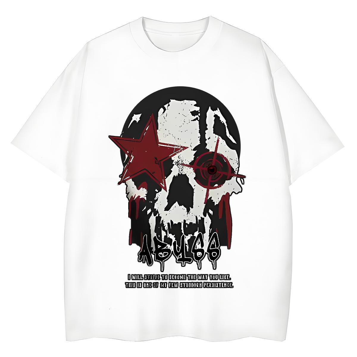 Fashion T shirt 230g 100% Cotton O Neck Short Sleeves Street Casual skull Women Tees Comfortable Plus Size Cartoon Wear