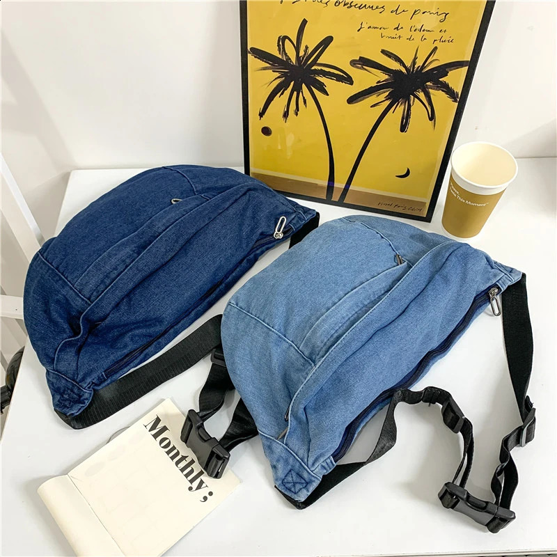 Womens Bags on Sale 2024 Simple Trend Lightweight and Casual Chest Pack High Quality Versatile Denim Waist Packs 240906