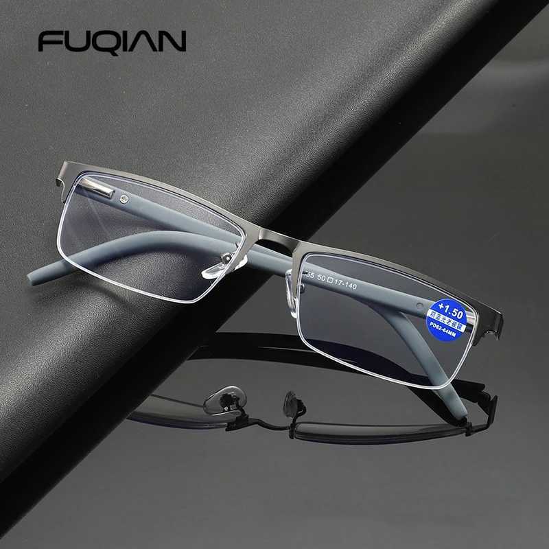 Brand designer reading glasses mens fashion half frame elder glasses retro business diode glasses+1.0 1.5 2.0 W240907