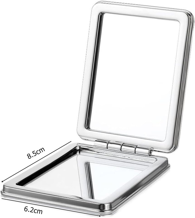 Cute Pink Compact Mirror for Women,Small Magnifying Travel Mirror with Glitter,Portable 2 x 1x Magnification Folding Pocket Makeup Mirror Cosmetic Mir