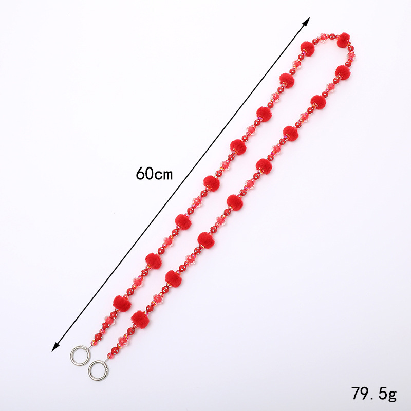 Yilian new winter plush bead crossbody phone case hanging versatile bag chain, fall and anti loss chain