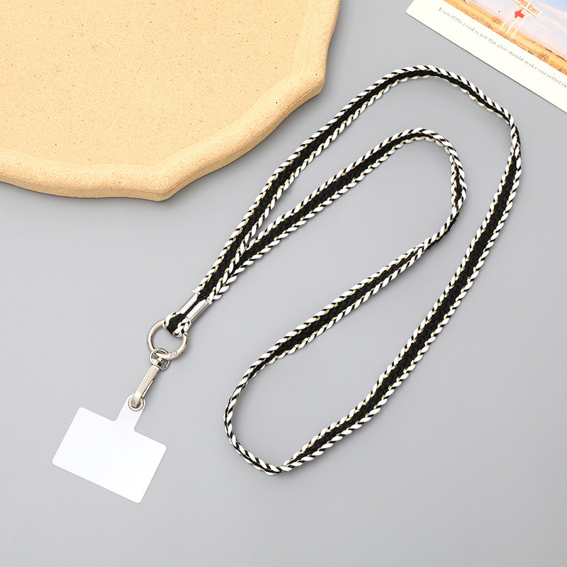 Yilian new style small fragrant woven crossbody chain phone case hanging decoration gradient color shoulder strap anti loss long pendant for women