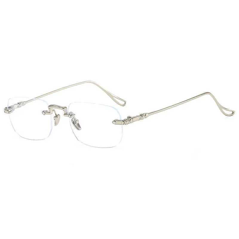 Anti blue light blocking borderless reading glasses for women square borderless elder glasses diode+0 1.0 1.5 to 4.0 W240907