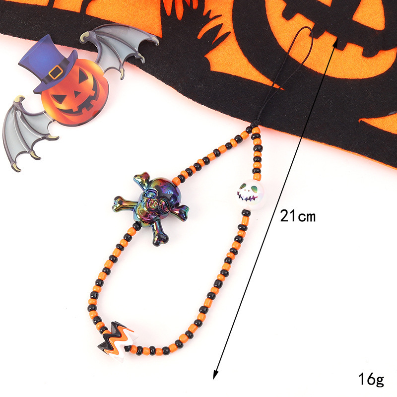 Halloween New Product Skull Pumpkin Ghost Head Bead Chain CCD Camera Accessories Phone Hanging Rope Female