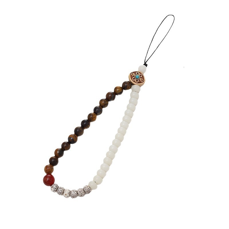 Chinese style short lanyard Bodhi bead chain natural stone mobile phone CCD camera pendant
