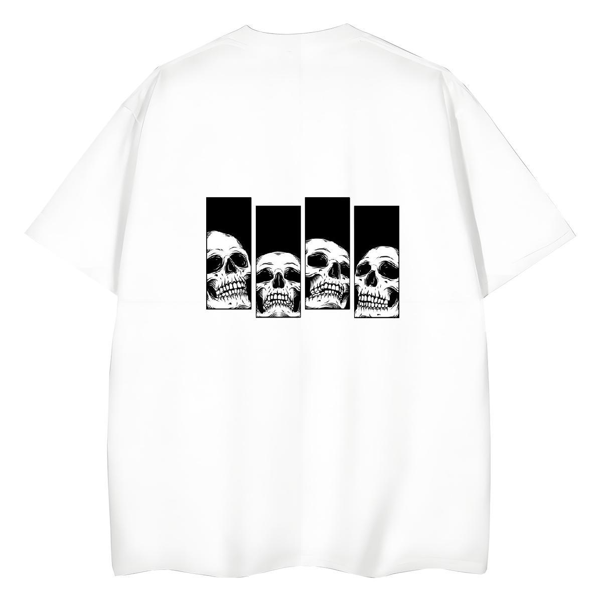 Casual New T Shirts Women 230g Pure Cotton O Neck Short Sleeves Hip Hop Street skull Woman Tshirt Unisex Oversized L-4XL Top Shirts