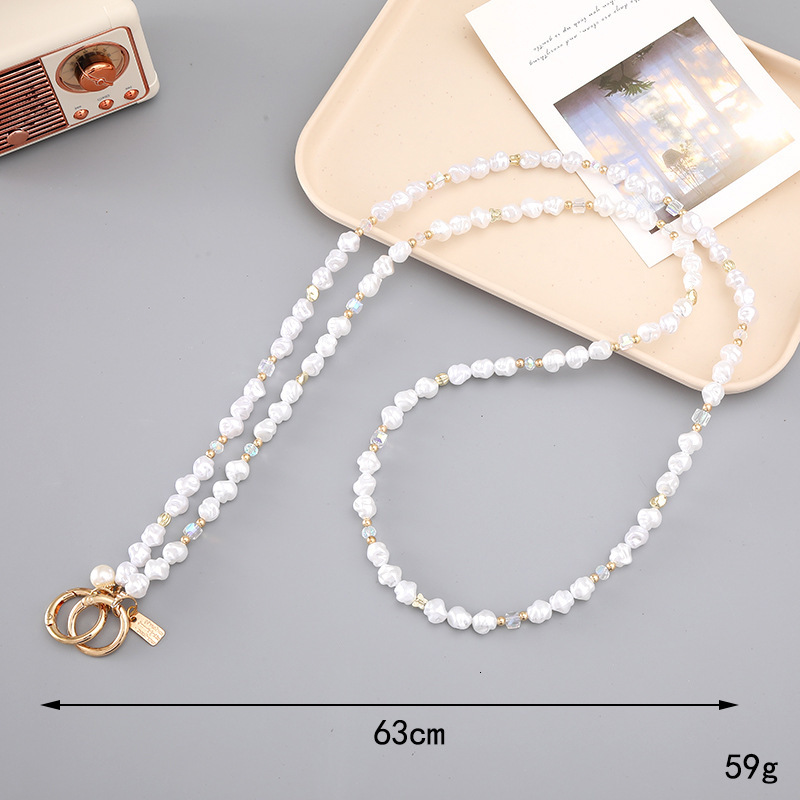 New mobile rope can be folded back, long DIY pearl chain hanging decoration, phone case keychain pendant