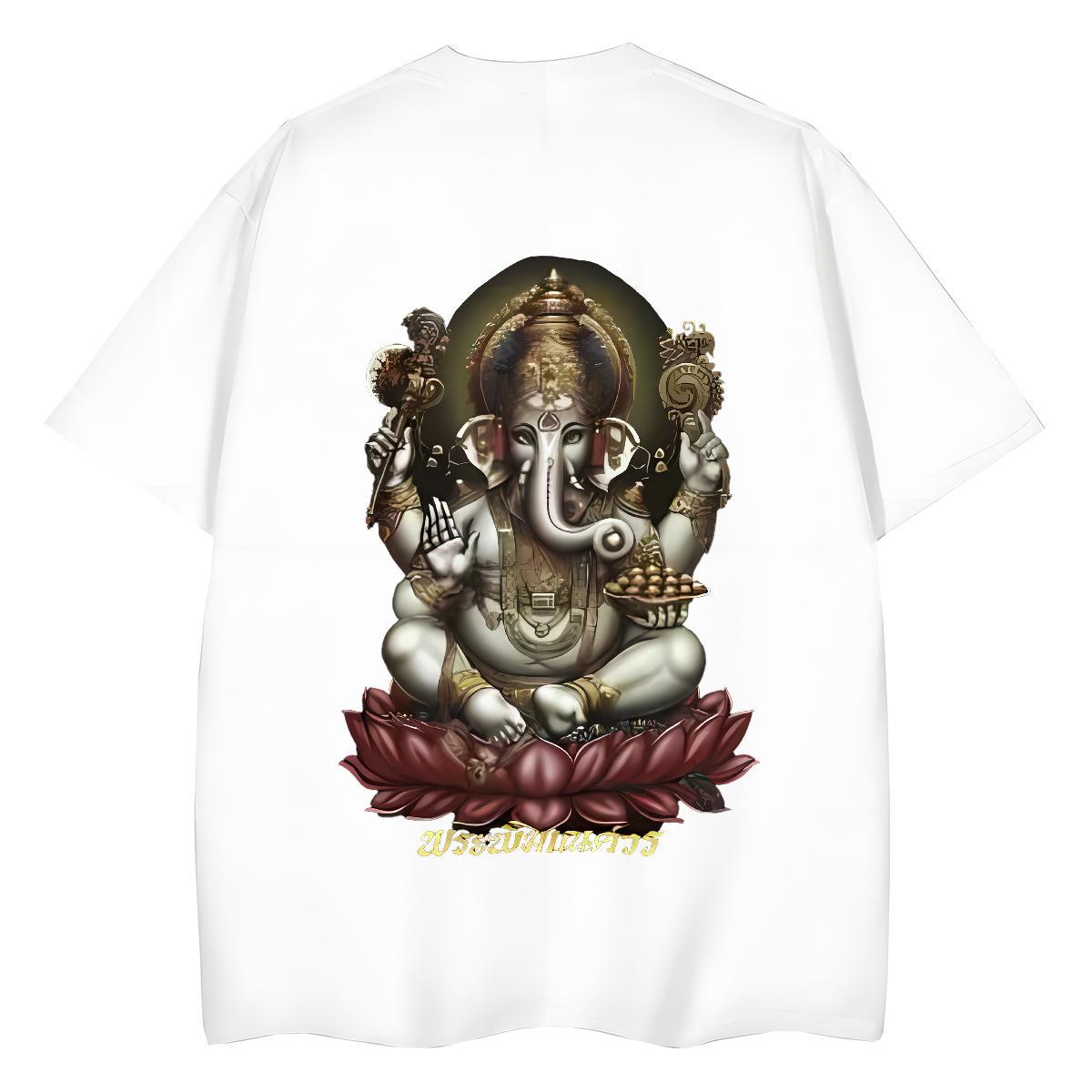 Fashion Casual T shirt 100% Cotton 230g O Neck Short Sleeves Daily Wear elephant Unisex Tshirts Loose Anime Print Tees