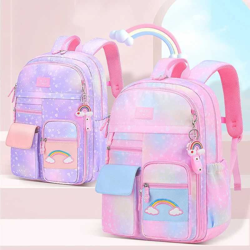 Primary School Backpack Cute Colorful Bags for Girls Princess Waterproof Children Rainbow Series Schoolbags Mochila 240907