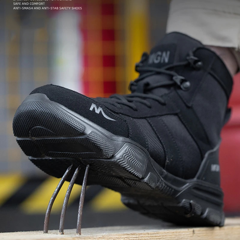 Steel Toe Cap Non Slip Industrial Men Leather Safety New Shoes Anti-Scalding Anti-Smash Anti-Puncture Work Boots 240904
