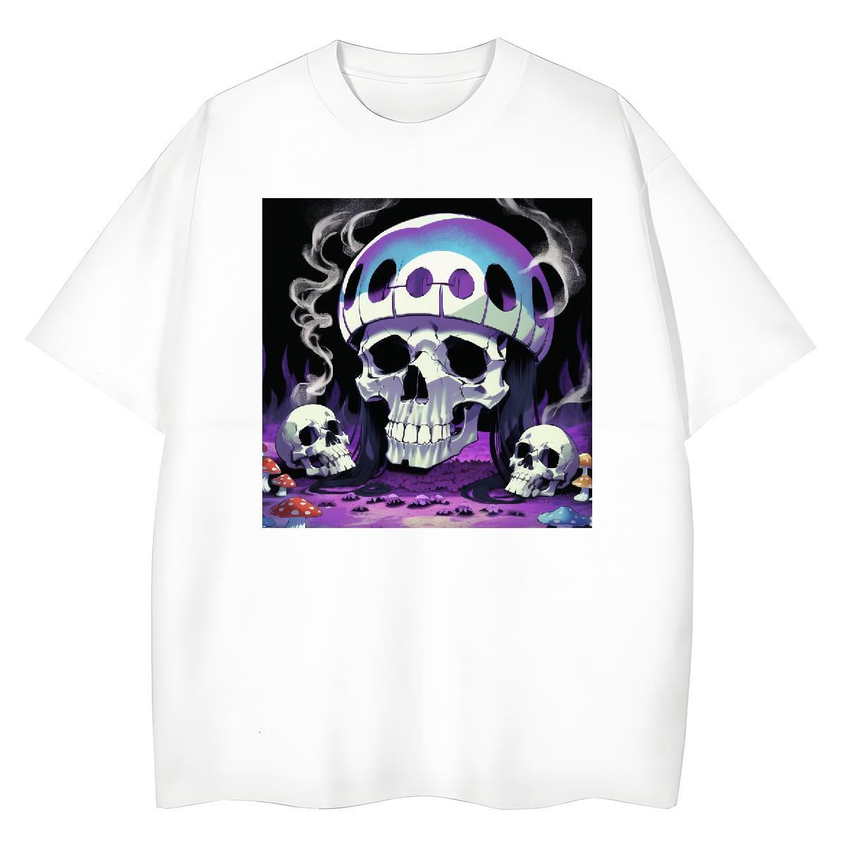 TOP Quality T shirt 100% Cotton 230g O-Neck Short Sleeve Casual Daily Wear skull Lady T shirt Brand Oversized Tees Shirts