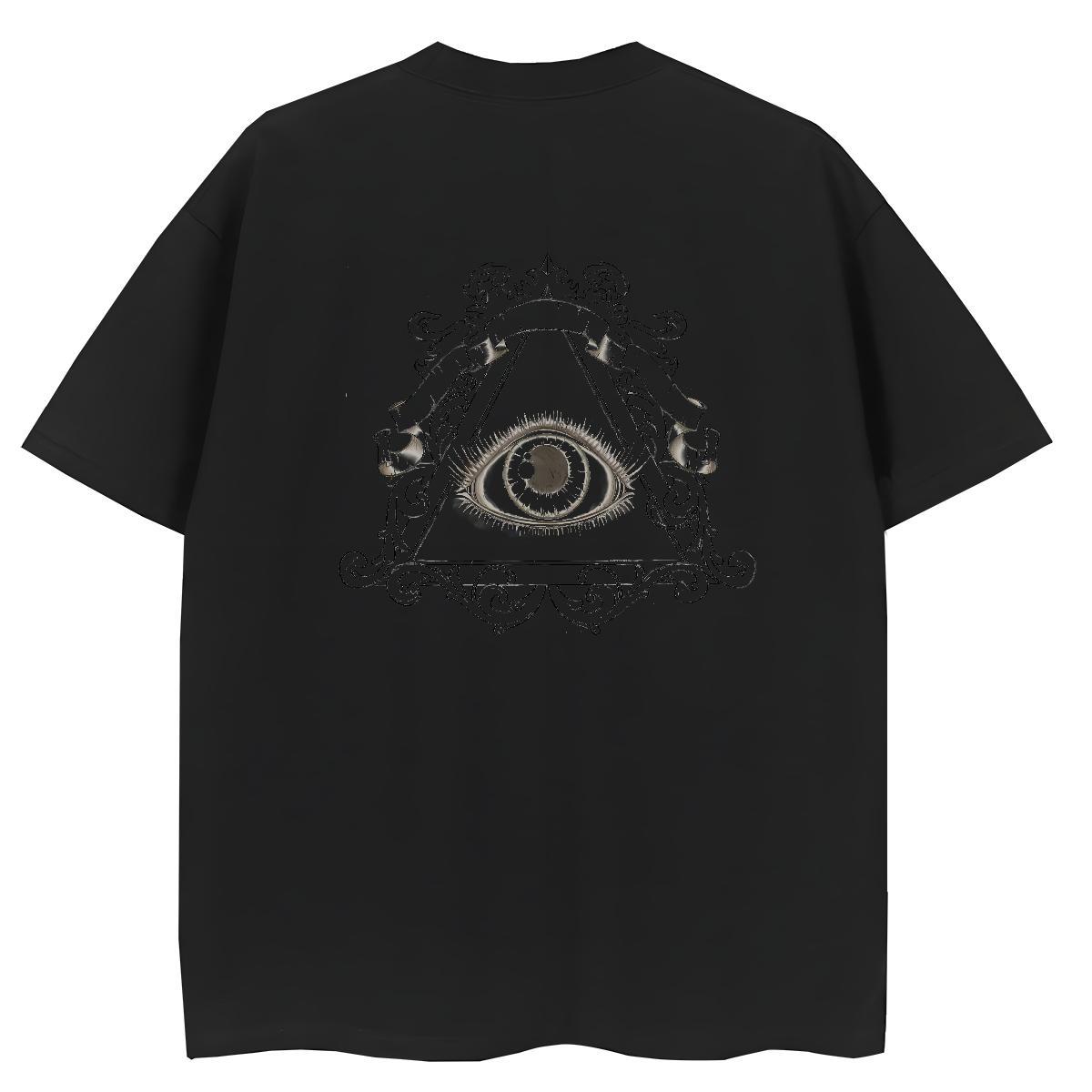 DIY T shirt 230g Cotton O Neck Short Sleeves Sports Street Wear eye of the devil Unisex Tshirts Brand Graphic Clothes Shirt