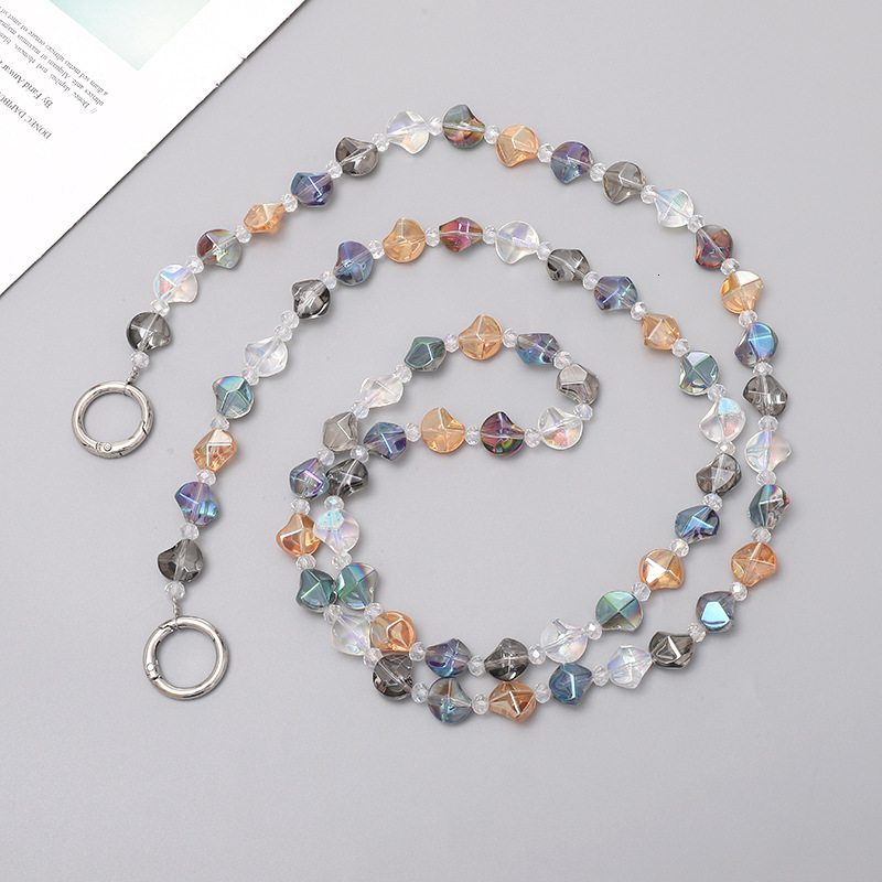 Personalized round crystal crossbody handmade bead love phone hanging rope pendant single shoulder strap bag chain