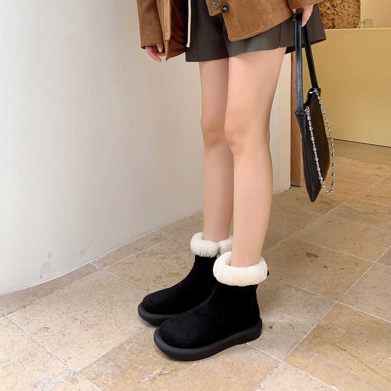 CMM Little Cotton Jacket Autumn and Winter Lamb Wool Warm and Plush Thick Fur Snow Boots for Women Thick Soles and Short Boots