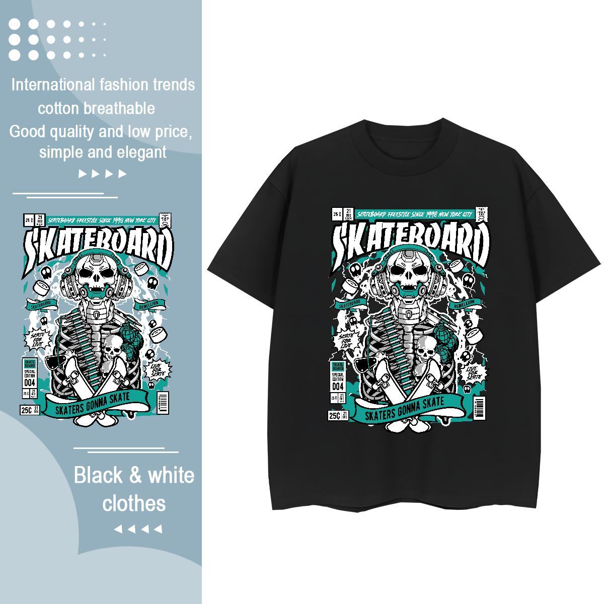Stylist T Shirts Women 230g Pure Cotton Breathable Crew Neck Home Outdoor skull Womens Tshirts Loose fit Custom Print Plus Size Top Tees