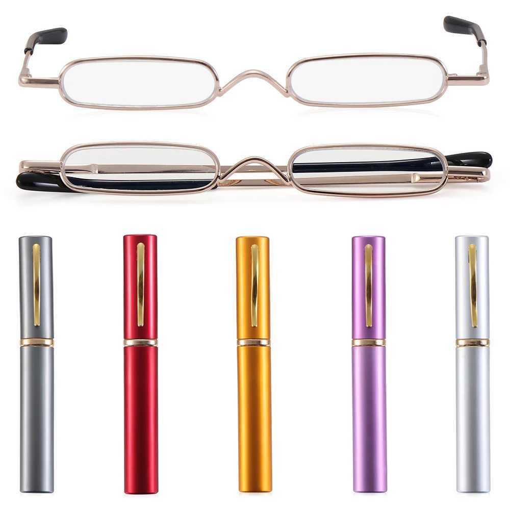 Neutral mini portable metal frame reading glasses with metal shell hot thin glasses visual care reader specifications+1.0 to 4.0 W240906