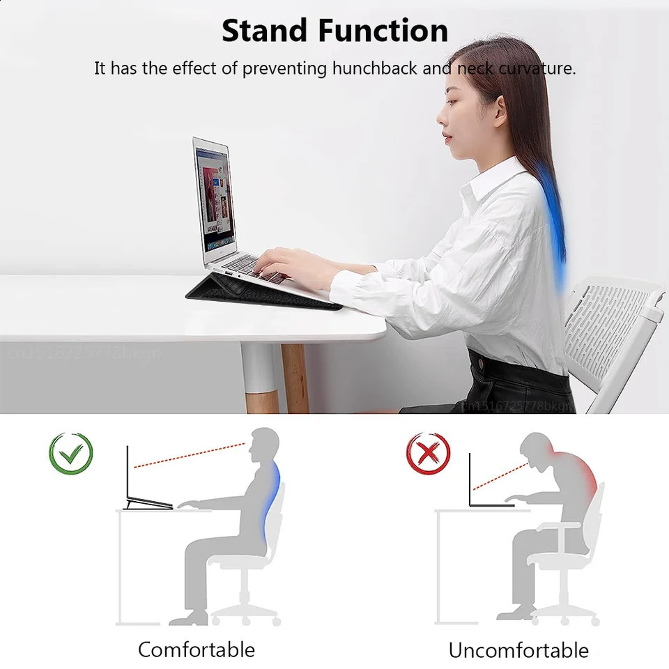 Laptop Bag for Macbook Air Pro 13 Case M1 M2 Notebook Stand Cover 11 14 15 15.6 inch PU Leather Sleeve Pouch Computer Tablet Bag 240907