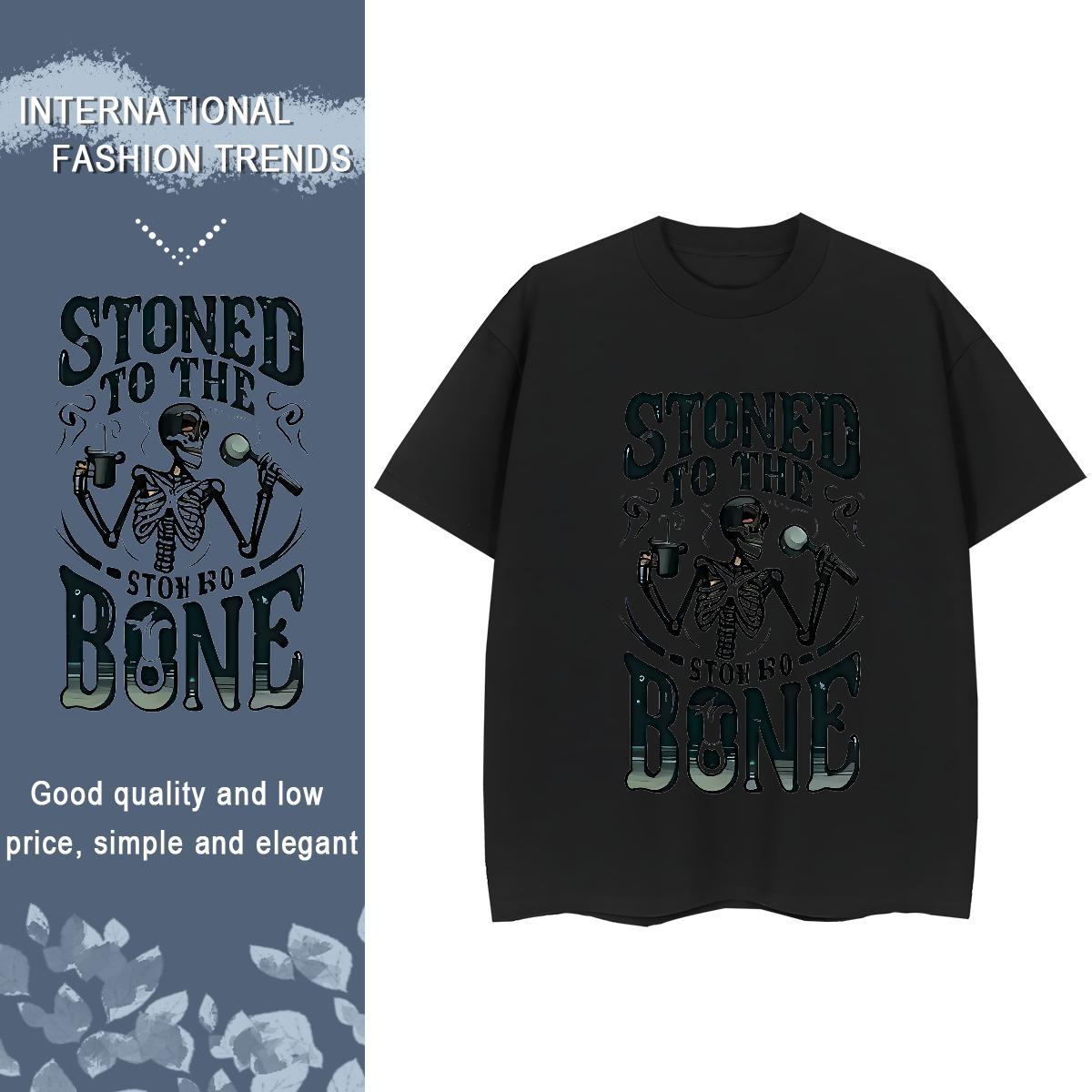 Classic Women T Shirts 230g Pure Cotton Comfortable Street Casual skull Women Tees Brand Cartoon Print Clothes