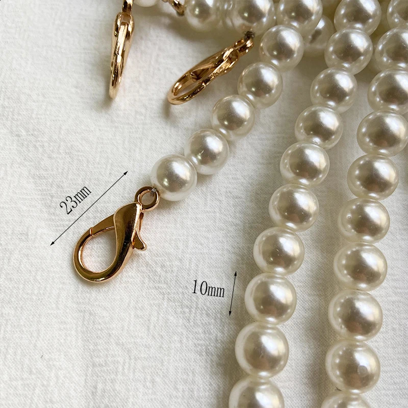 High quality pearl bag chain gold and Ailver buckle bag chain accessories portable diagonal span 10mm pearl chain 240904