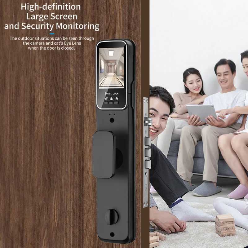 3D facial intelligent door lock security camera monitor intelligent fingerprint password biometric electronic key unlocking CL240920