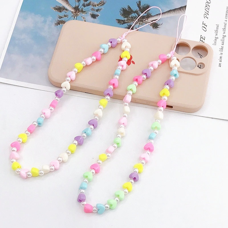 Yilian New Acrylic Love Chain Beaded Hanging Anti Drop Rope Phone Case Beauty Pendant