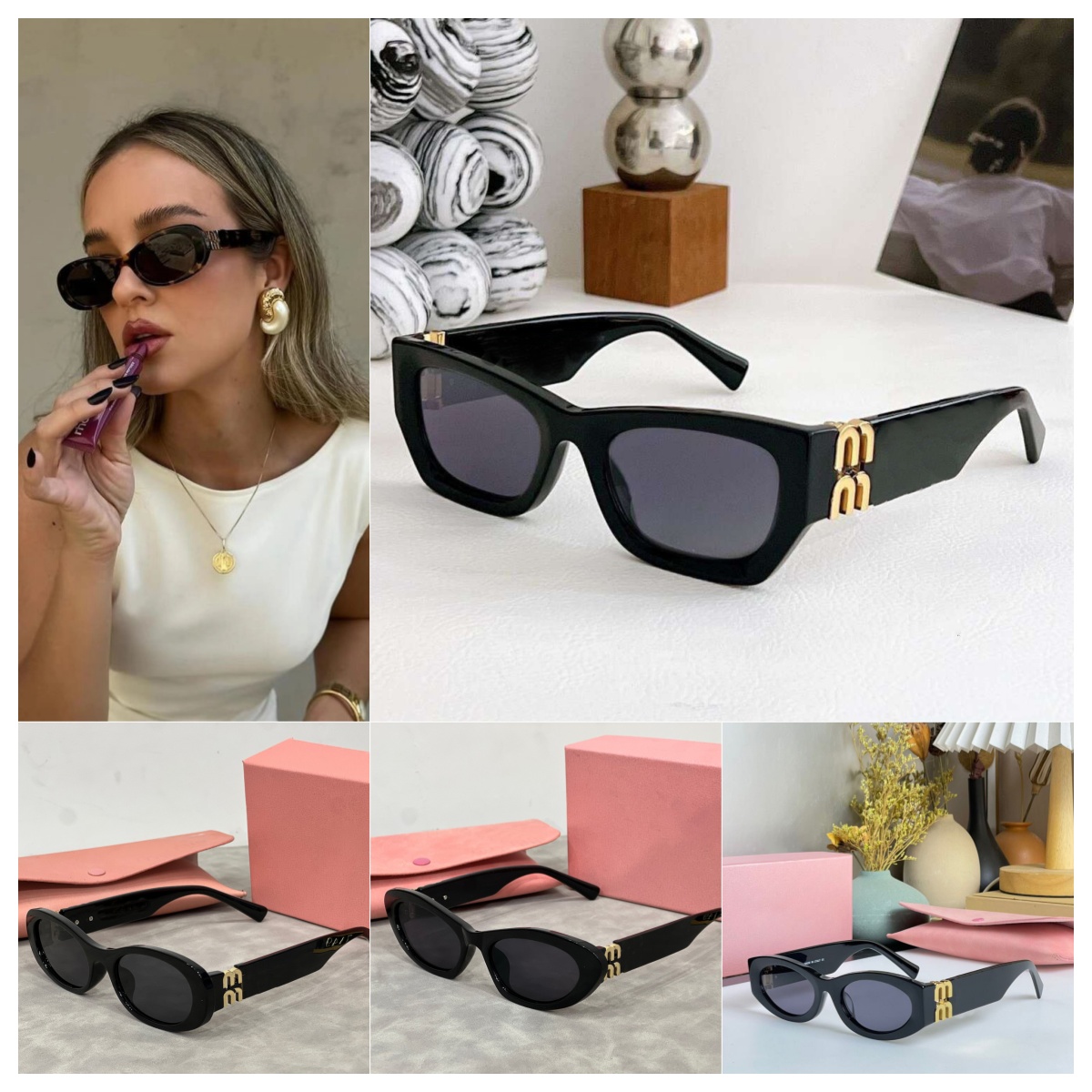 Designer Sunglasses Fashion Glasses Oval Frame M Sunglass Womens Anti-Radiation 2024 New Style Uv400 Polarized Lenses Mens Retro Eyeglasses With Box