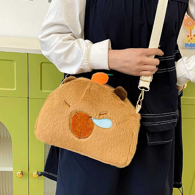 Kawaii Capybara Plush Womens Bag Versatile Cartoon Capibala Crossbody Bag Large Capacity Handbag Childrens Gift Outdoor Bag W240906