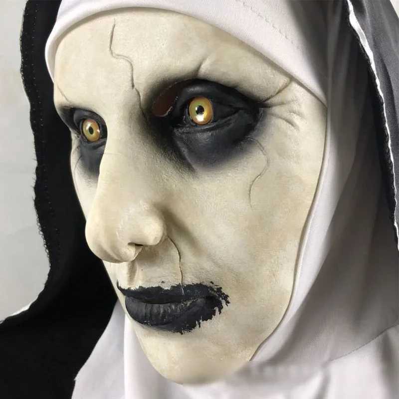 2023 Latest Halloween Horror Latex Mask Bloody Horror Demon Mask Full Head Realistic Nun Masquerade Realistic Latex Nun Mask M240906