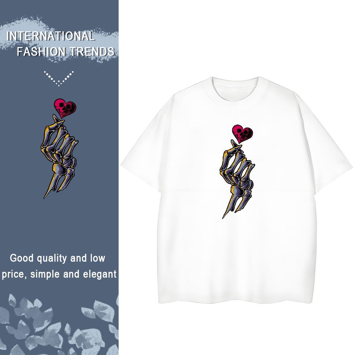 Brand T Shirts Women 230g Cotton Breathable Short Sleeve Sports Casual skull Couples T Shirts Female Customized Tee Shirt
