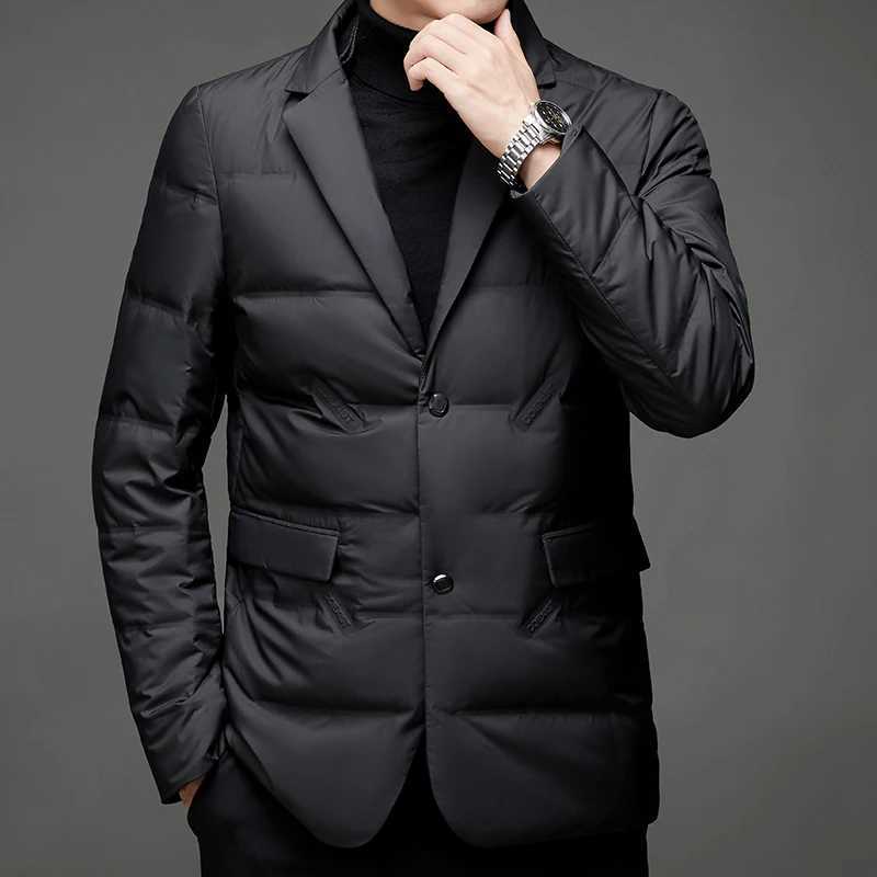 Winter new 90 white duck down mens high-end scarf collar casual suit jacket W2409452606 1 W250722