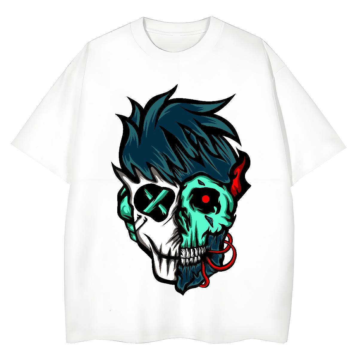 New Arrival Woman T Shirts 230g 100% Cotton Crew Neck Breathable Street Casual skull Unisex Tshirts Wholesale Cartoon Floral Printing Polos